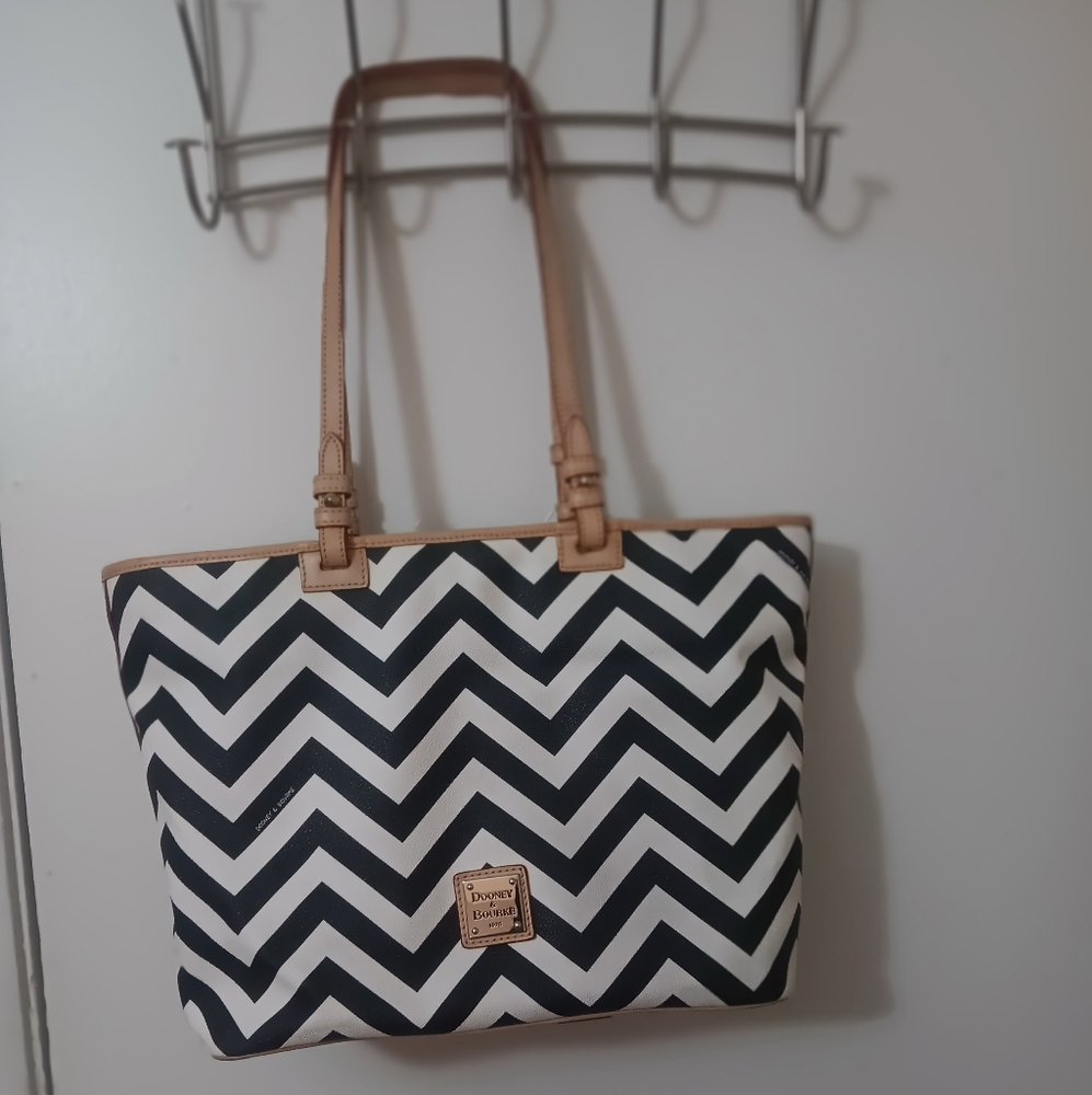 Dooney & Bourke Black and White Chevron Tote